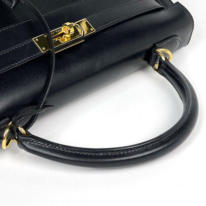 Hermes Kelly 32 Handbag Outer Sewn 2-Way Box Calf Black — view 5