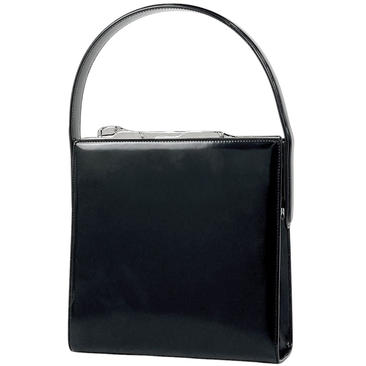 Cartier Handbag Kiss Lock Leather Black