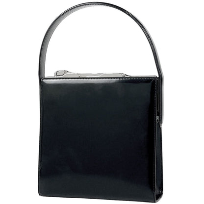 Cartier Handbag Kiss Lock Leather Black