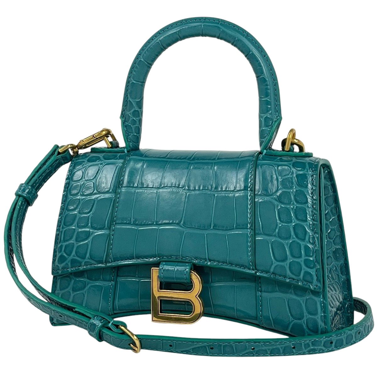 Balenciaga Hourglass XS Handbag 2-Way Leather Green