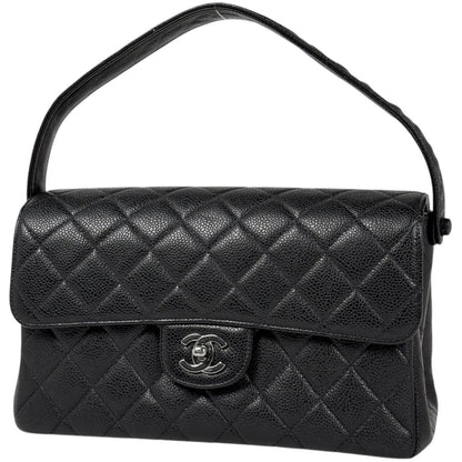 Chanel Handbag CC Logo Quilted Double Face Caviar Leather Black