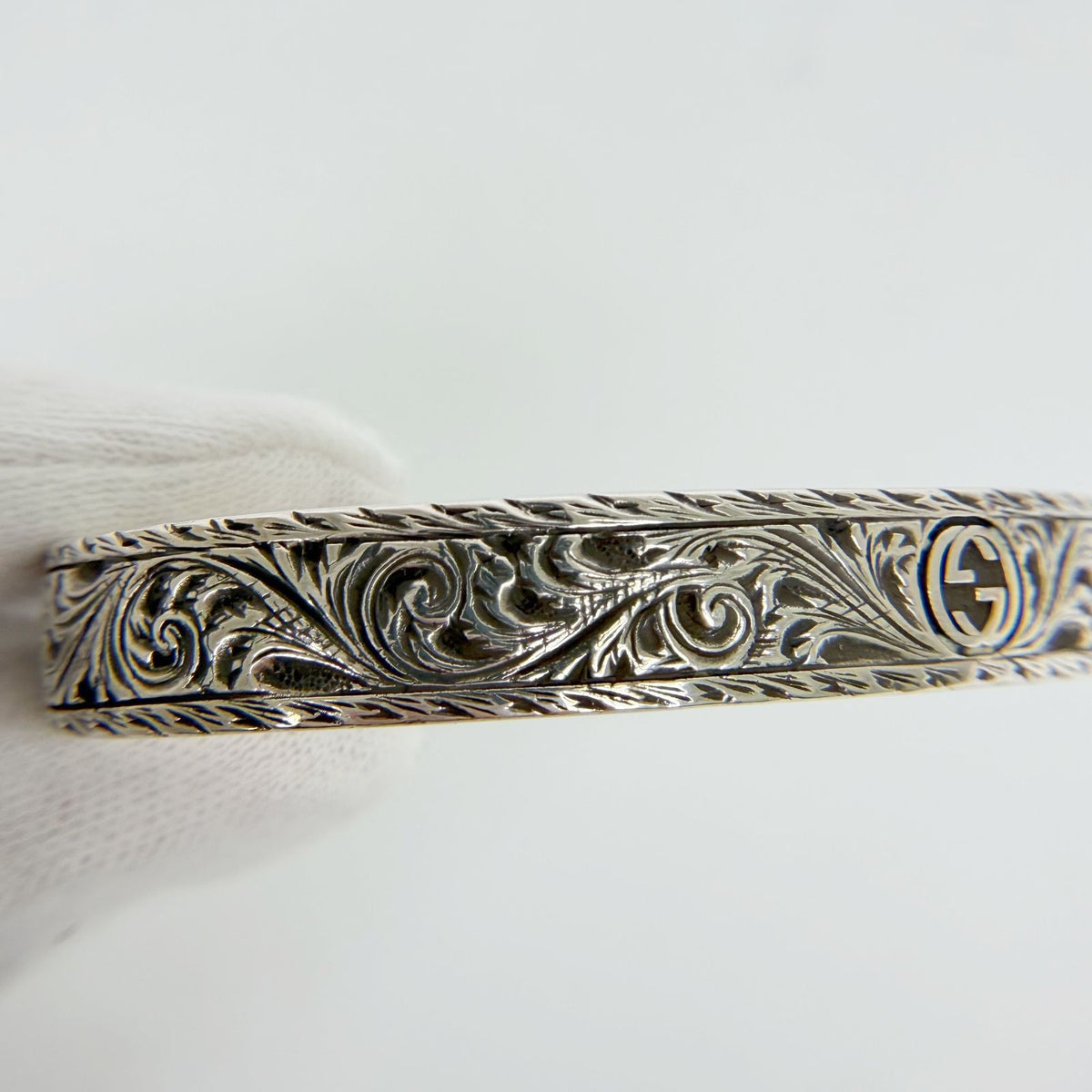 Gucci Cat Head Arabesque Interlocking G Bangle 925 Sterling Silver Vintage — view 3