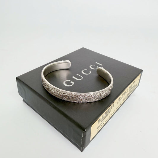 Gucci Cat Head Arabesque Interlocking G Bangle 925 Sterling Silver Vintage
