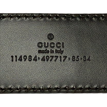 Gucci Belt 85 34 Dark Brown Silver Interlocking Guccissima Line Leather — view 4