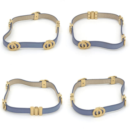 Bvlgari Doppiotondo Double Coiled Leather Bracelet Choker 15 Blue Gold — view 3