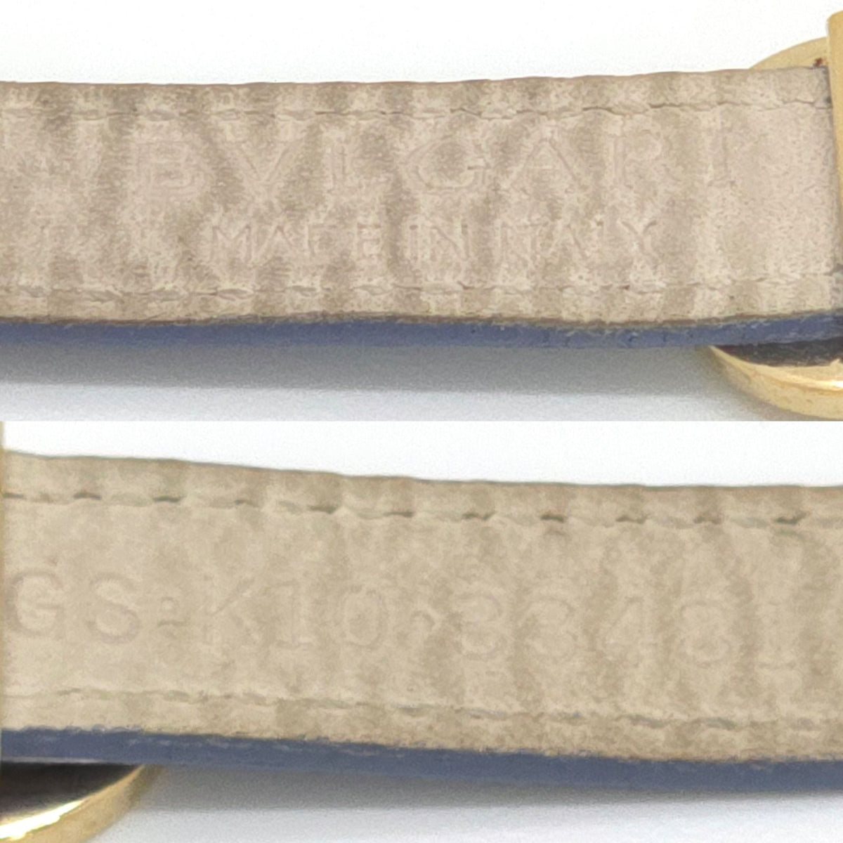 Bvlgari Doppiotondo Double Coiled Leather Bracelet Choker 15 Blue Gold — view 6