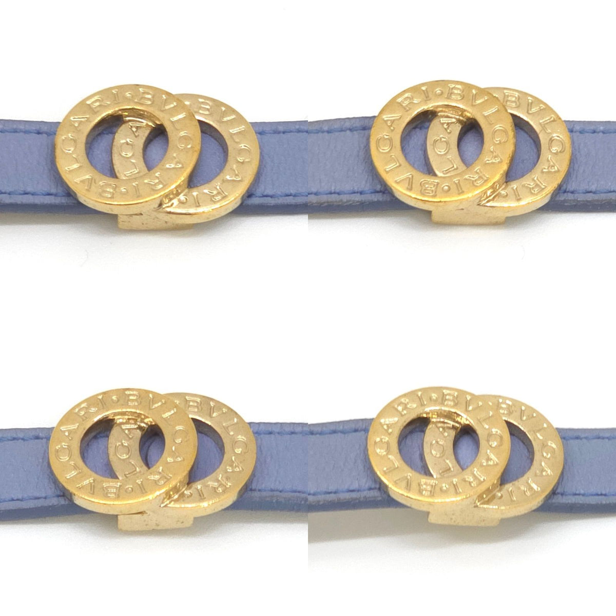 Bvlgari Doppiotondo Double Coiled Leather Bracelet Choker 15 Blue Gold — view 5