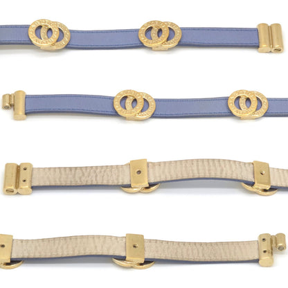 Bvlgari Doppiotondo Double Coiled Leather Bracelet Choker 15 Blue Gold — view 4
