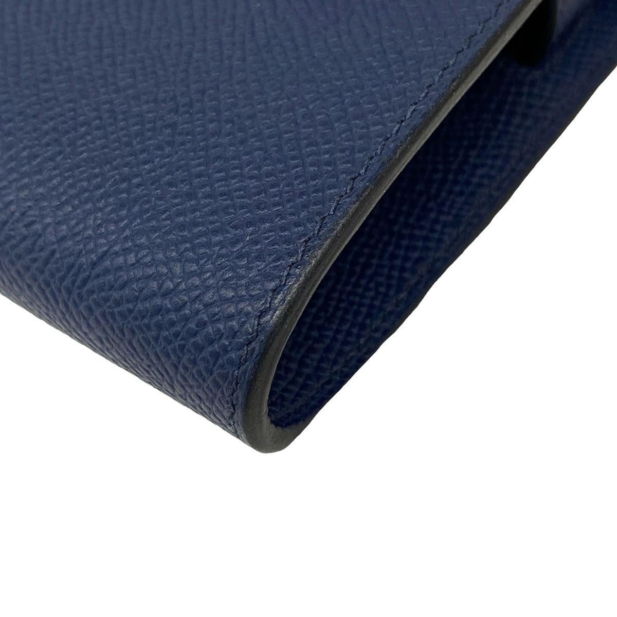 Hermes Wallet Kelly Long Tougo Blue Navy Shoulder Gold — view 7