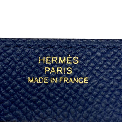 Hermes Wallet Kelly Long Tougo Blue Navy Shoulder Gold — view 6