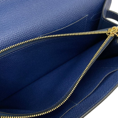 Hermes Wallet Kelly Long Tougo Blue Navy Shoulder Gold — view 5