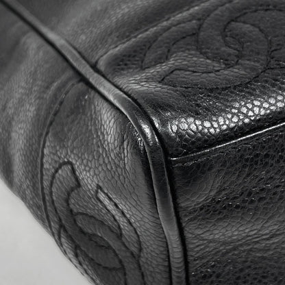 Chanel Triple CC Logo Chain Tote Shoulder Bag Caviar Leather Black — view 3