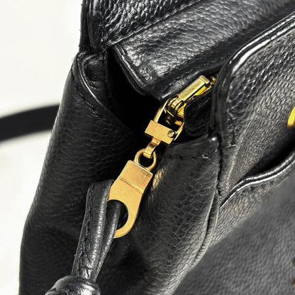 Chanel Triple CC Logo Chain Tote Shoulder Bag Caviar Leather Black — view 7