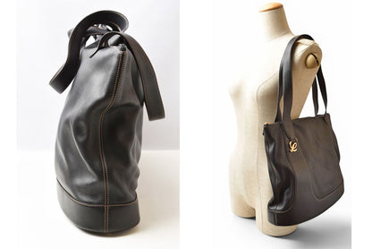 Loewe Tote Anagram Pouch Darkbrown Leather Vintage — view 2