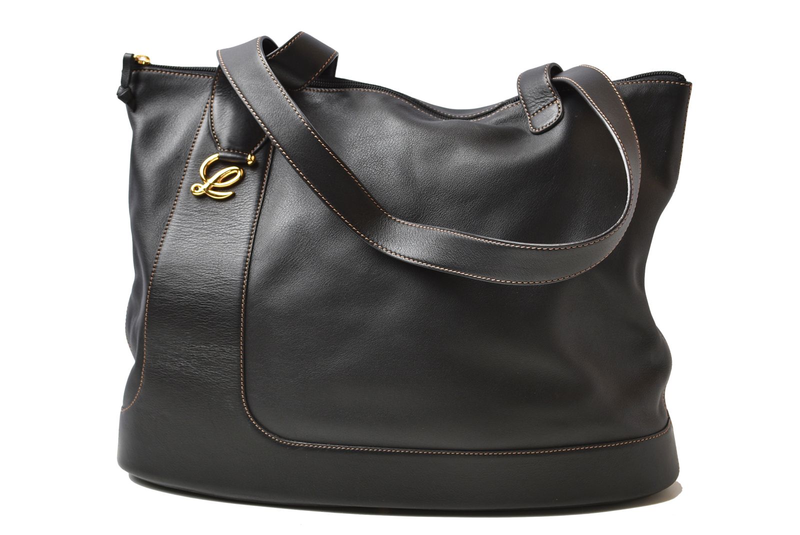 Loewe Tote Anagram Pouch Darkbrown Leather Vintage