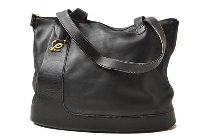 Loewe Tote Anagram Pouch Darkbrown Leather Vintage