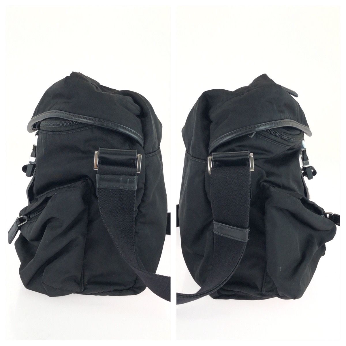 Prada Tessuto Black Silver Nylon Leather Shoulder — view 8