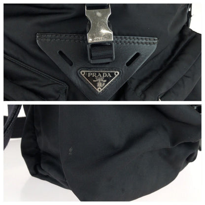 Prada Tessuto Black Silver Nylon Leather Shoulder — view 5