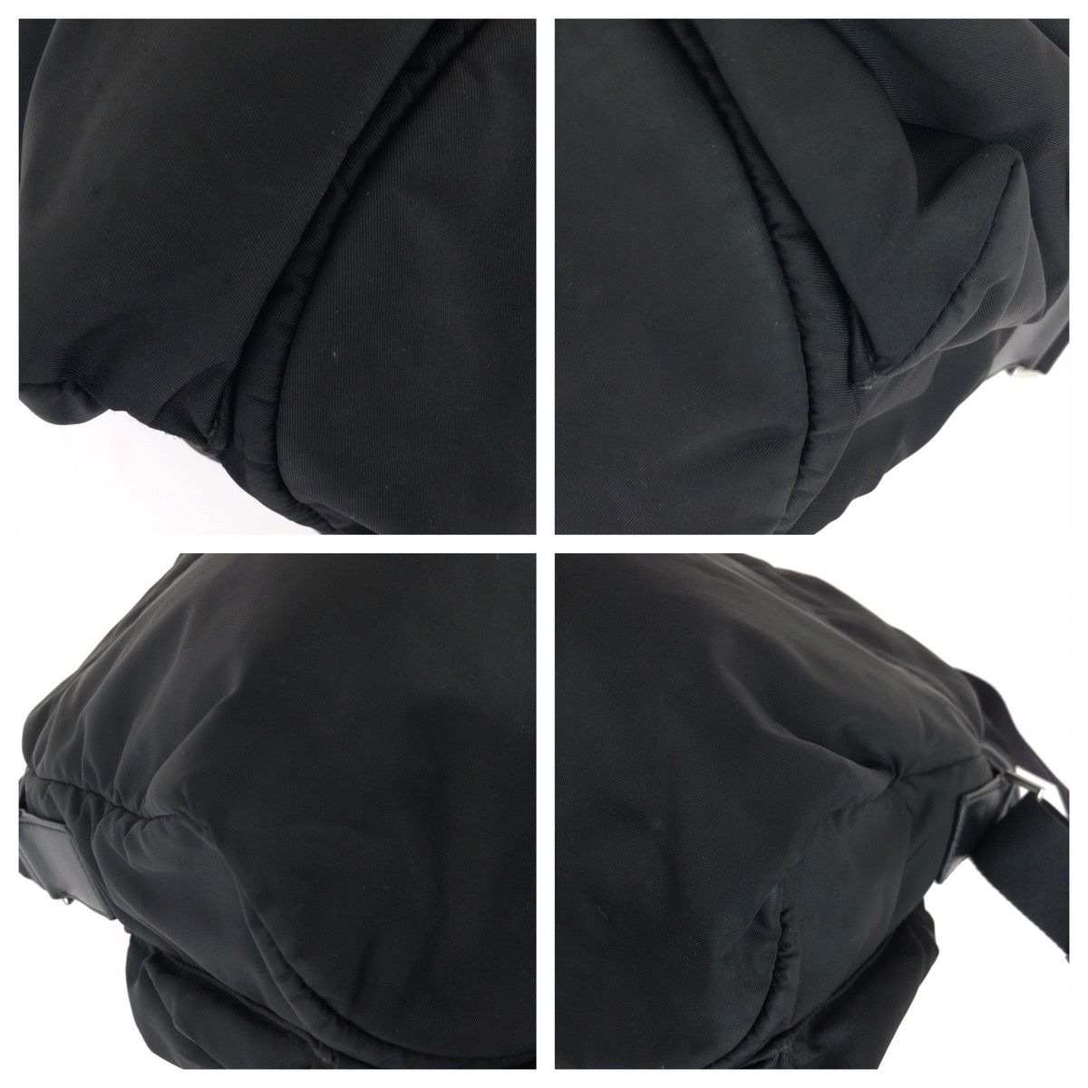 Prada Tessuto Black Silver Nylon Leather Shoulder — view 3