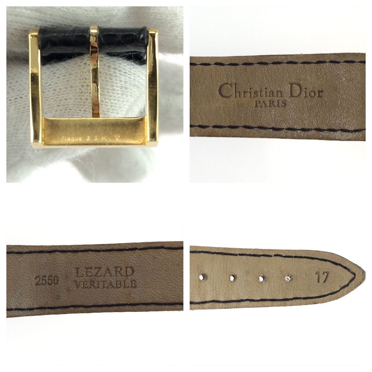 Dior Vintage Cannage Cool Carre Black Gold Stainless Steel Leather Watch — view 6