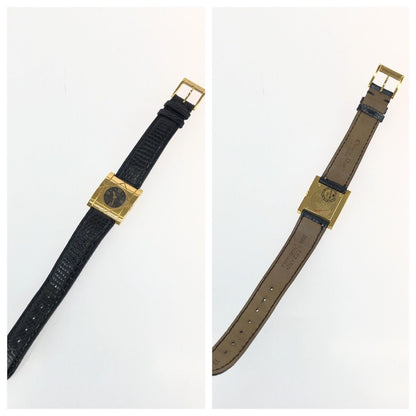 Dior Vintage Cannage Cool Carre Black Gold Stainless Steel Leather Watch — view 2