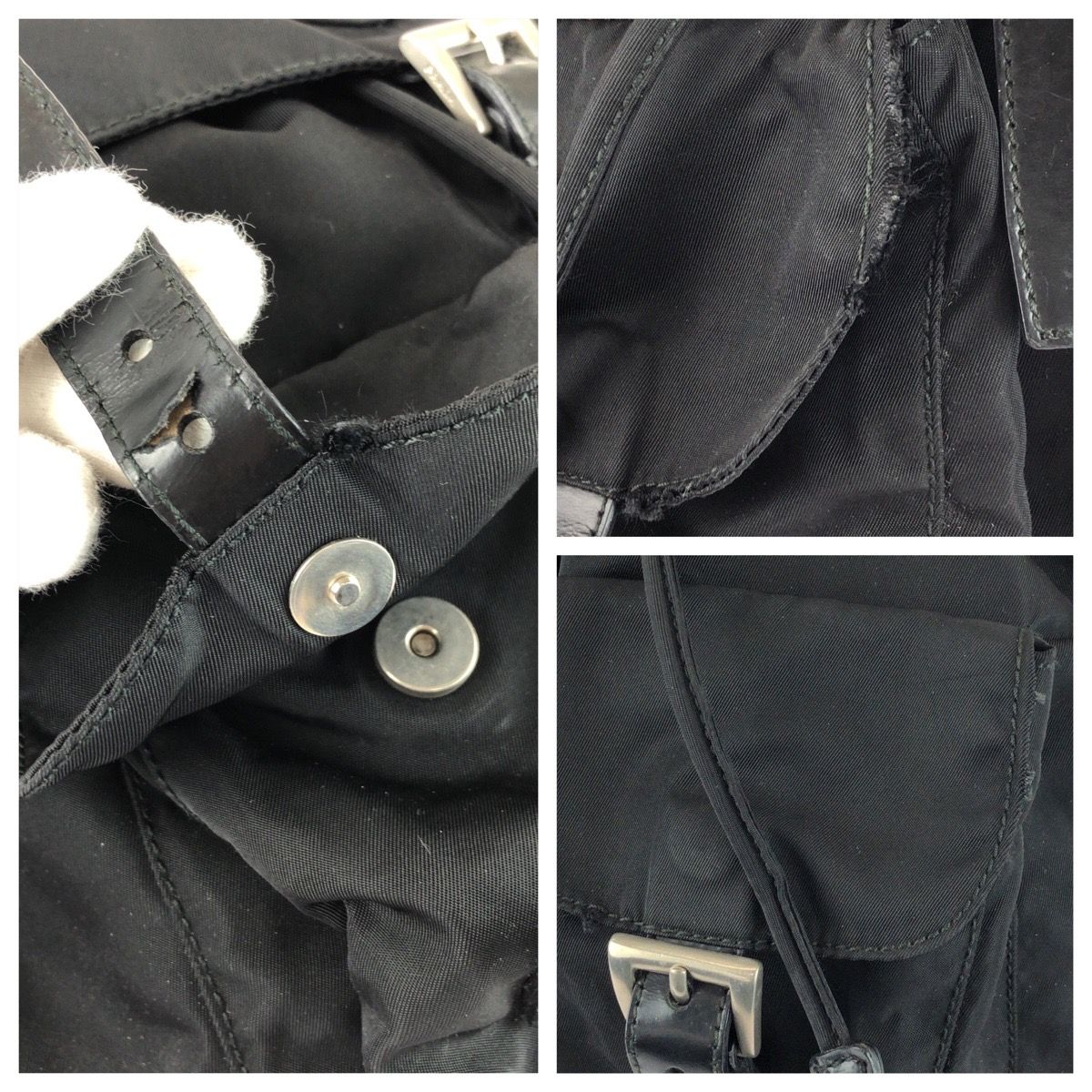 Prada Tessuto Black Silver Nylon Leather Backpack — view 5