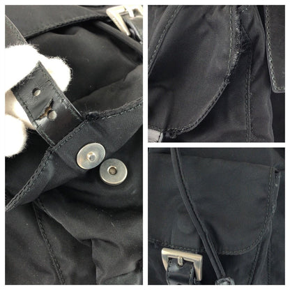 Prada Tessuto Black Silver Nylon Leather Backpack — view 5
