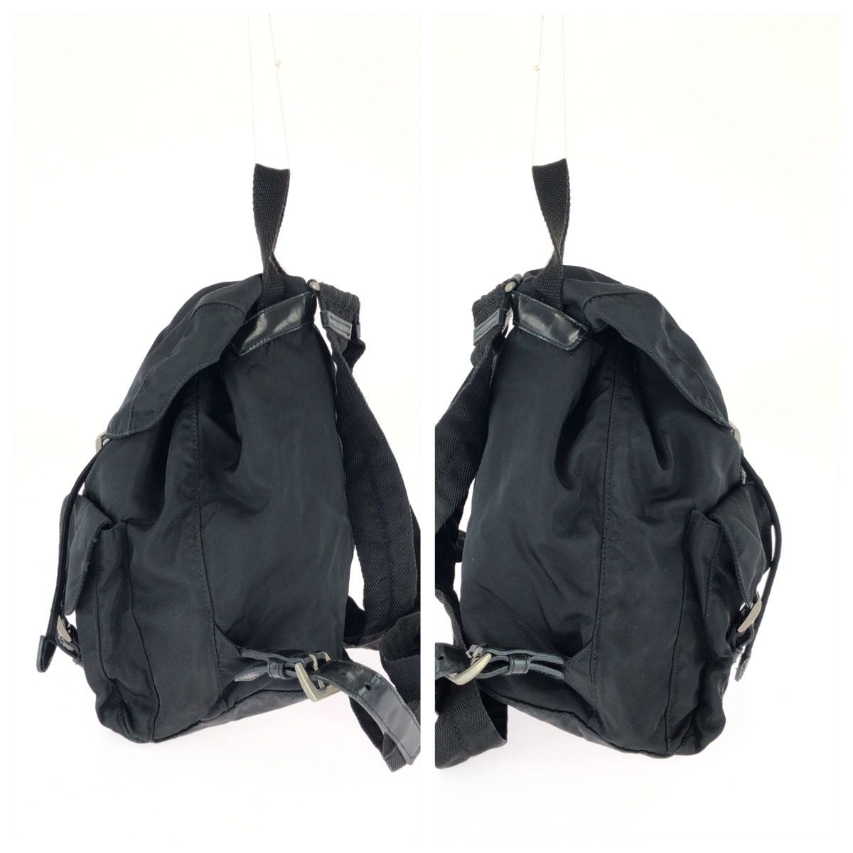 Prada Tessuto Black Silver Nylon Leather Backpack — view 8