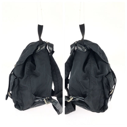 Prada Tessuto Black Silver Nylon Leather Backpack — view 8