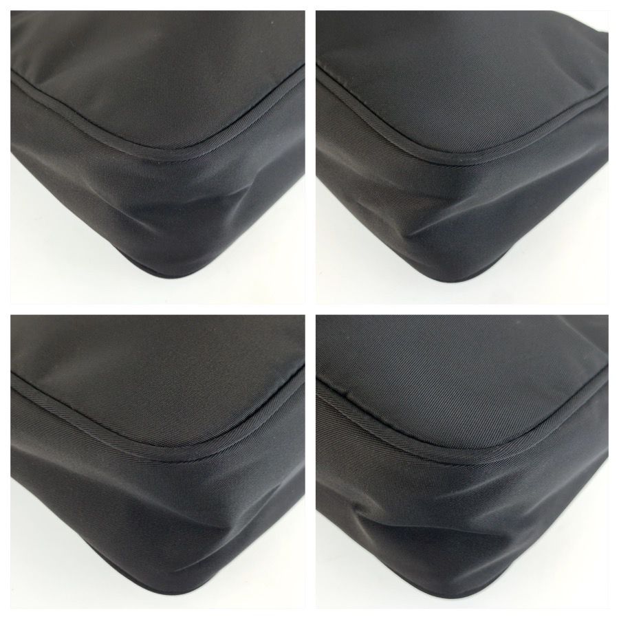 Prada Tessuto Triangular Black Silver Nylon Handbag Pouch — view 4