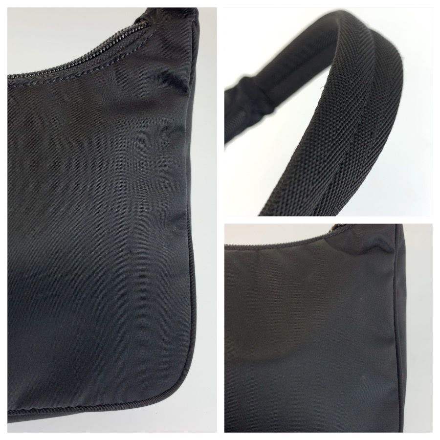 Prada Tessuto Triangular Black Silver Nylon Handbag Pouch — view 5