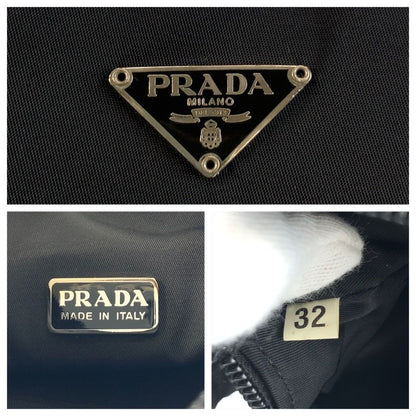 Prada Tessuto Triangular Black Silver Nylon Handbag Pouch — view 3