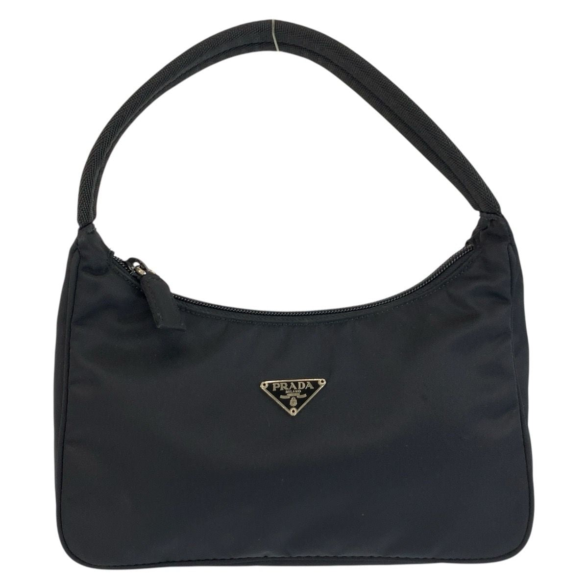 Prada Tessuto Triangular Black Silver Nylon Handbag Pouch