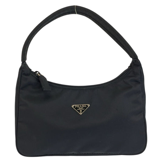 Prada Tessuto Triangular Black Silver Nylon Handbag Pouch