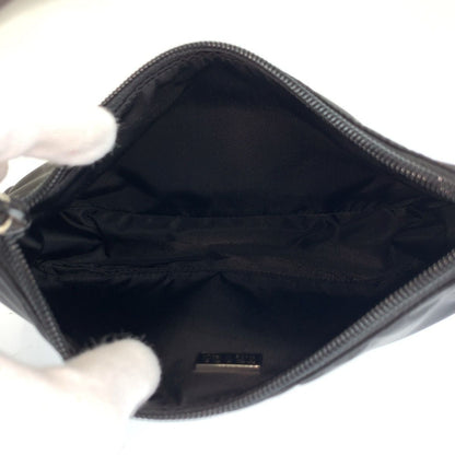 Prada Tessuto Triangular Black Silver Nylon Handbag Pouch — view 8