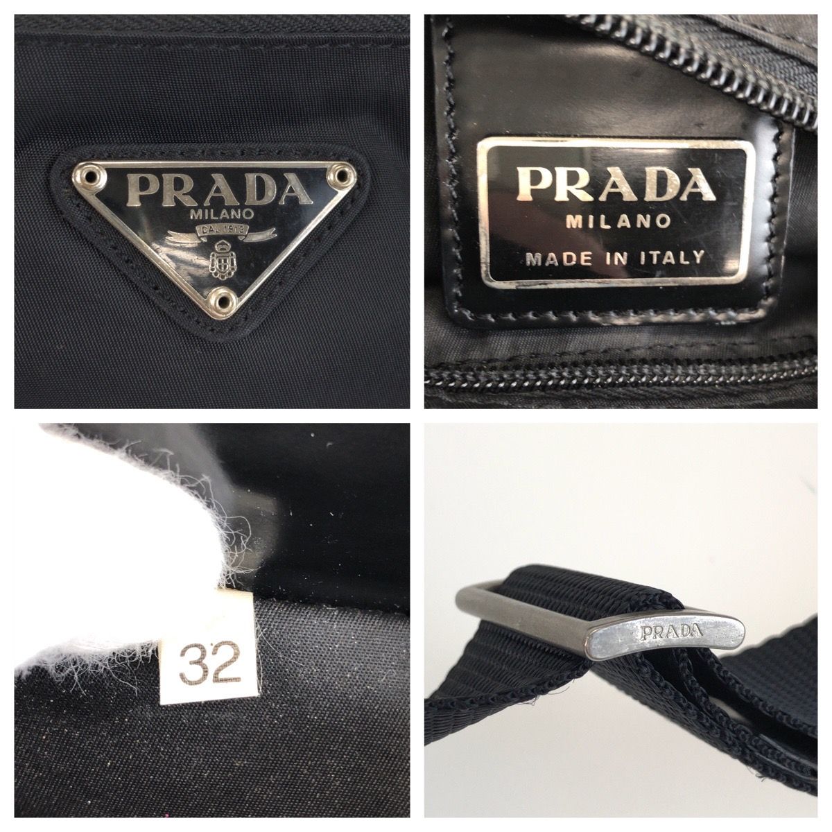 Prada Tessuto Black Silver Nylon Shoulder Bag Pochette — view 4