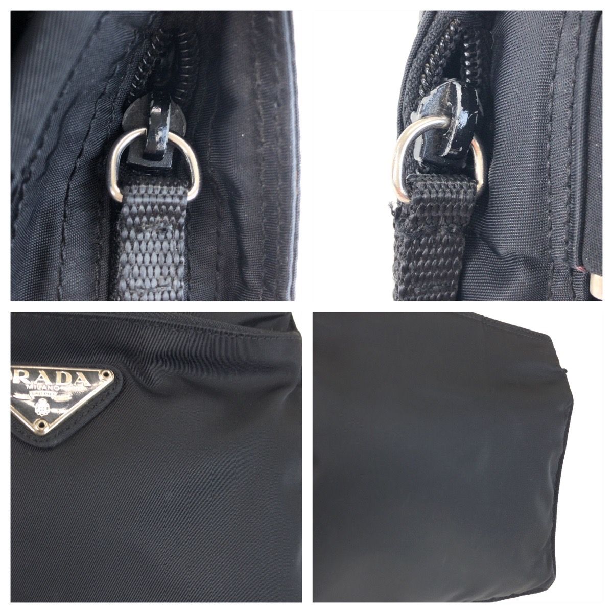 Prada Tessuto Black Silver Nylon Shoulder Bag Pochette — view 5