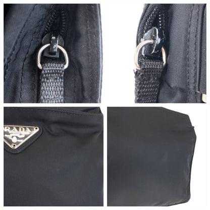 Prada Tessuto Black Silver Nylon Shoulder Bag Pochette — view 5