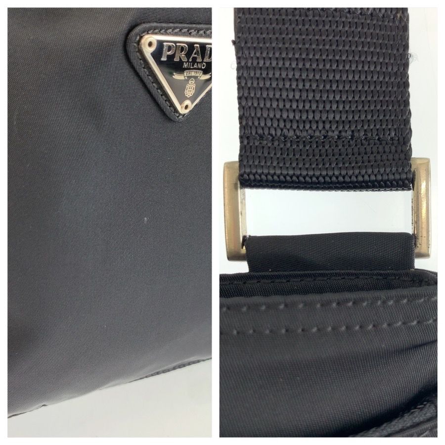 Prada Tessuto Black Silver Nylon Shoulder Bag Pochette — view 5