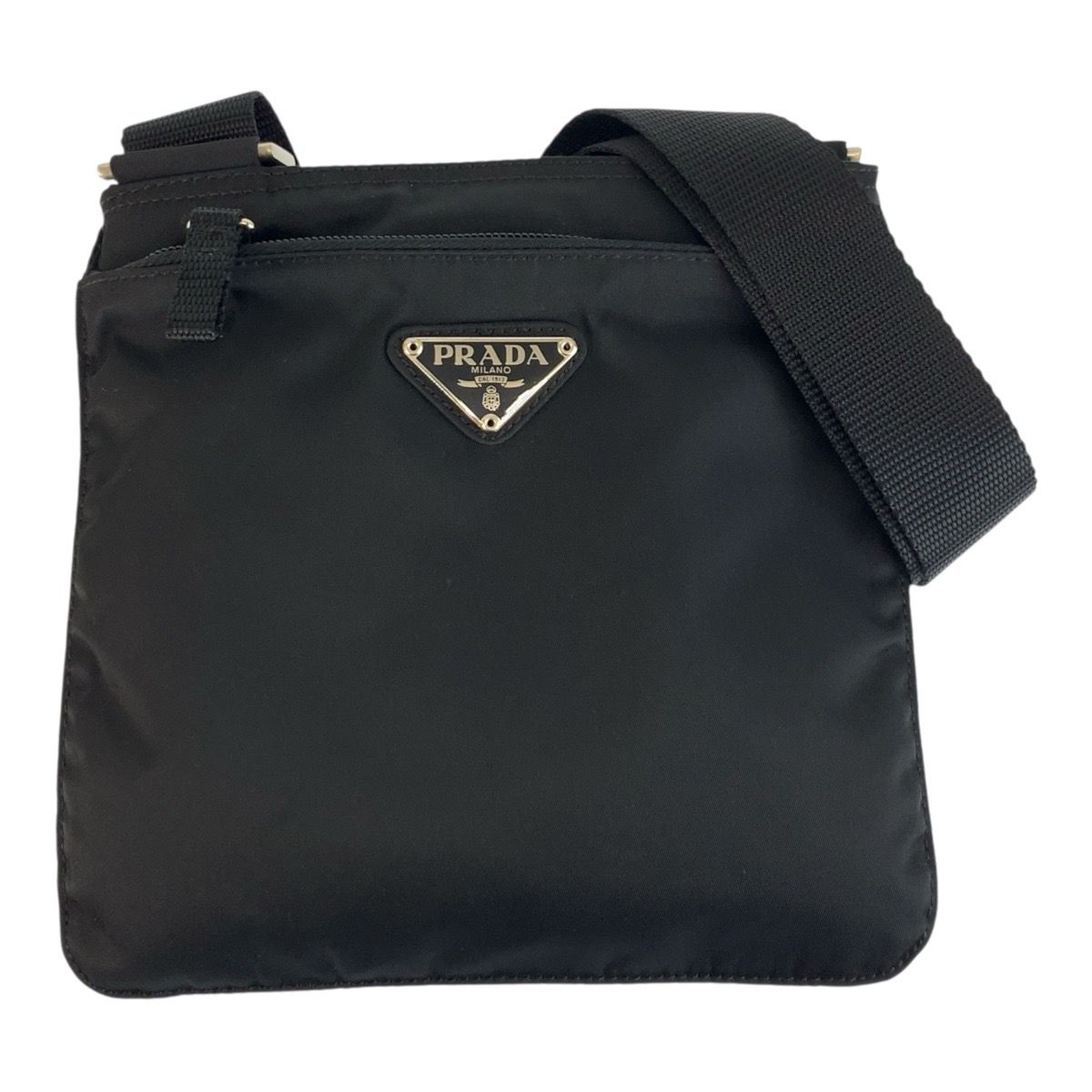Prada Tessuto Black Silver Nylon Shoulder Bag Pochette