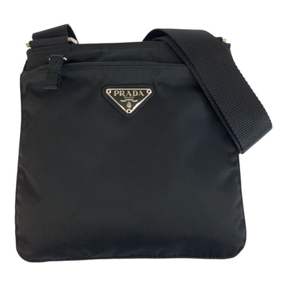 Prada Tessuto Black Silver Nylon Shoulder Bag Pochette