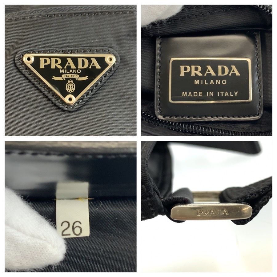 Prada Tessuto Black Silver Nylon Shoulder Bag Pochette — view 3