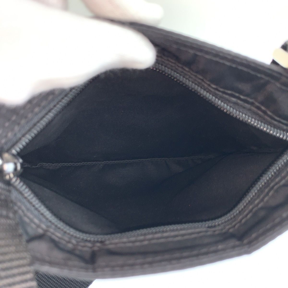 Prada Tessuto Black Silver Nylon Shoulder Bag Pochette — view 8