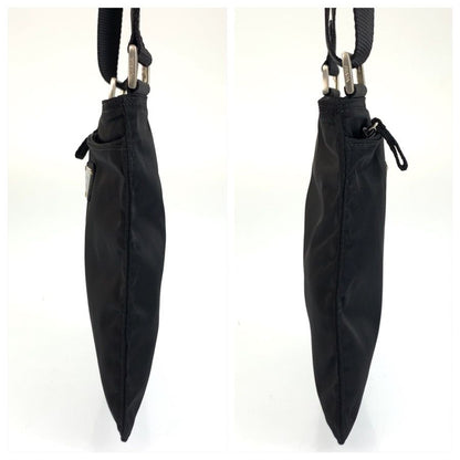 Prada Tessuto Black Silver Nylon Shoulder Bag Pochette — view 7