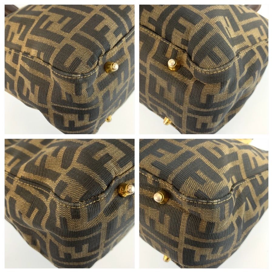 Fendi Zucca Brown Gold Canvas Tote — view 4