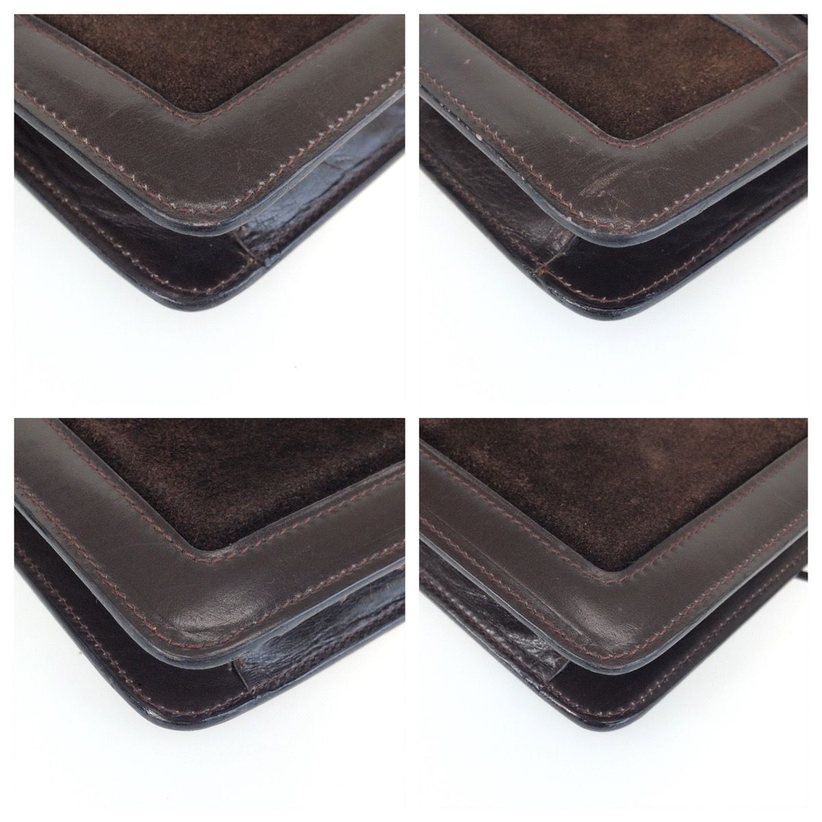 Gucci Vintage Sherry Line Brown Gold Suede Leather Shoulder — view 3