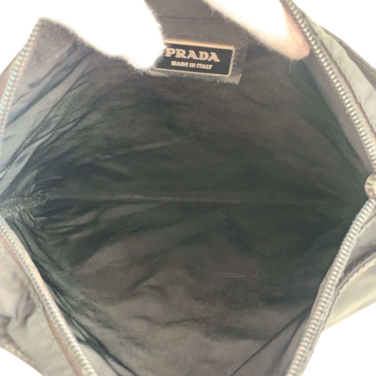 Prada Tessuto Black Silver Nylon Shoulder — view 8