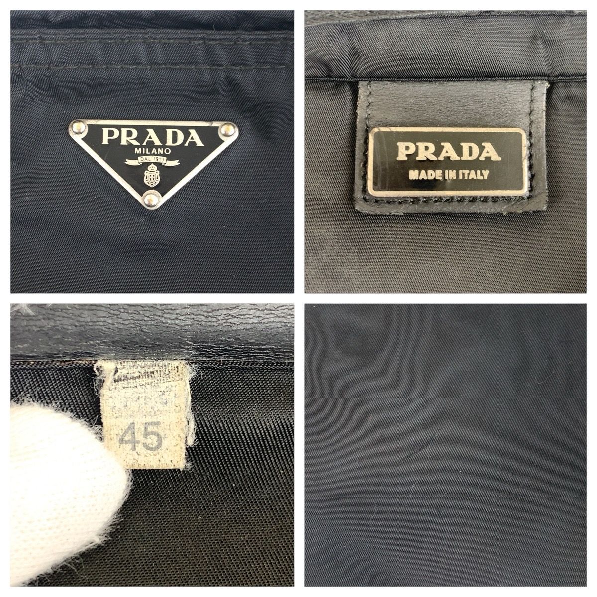 Prada Tessuto Black Silver Nylon Shoulder — view 3
