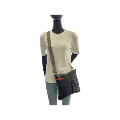 Prada Sports Black Khaki Silver Nylon Shoulder Bag Pochette — view 6