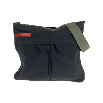 Prada Sports Black Khaki Silver Nylon Shoulder Bag Pochette